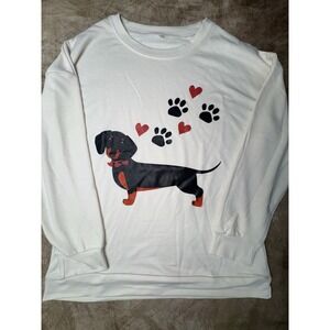 Dachshund Heart Paw Prints Valentines Day Doxie Weiner Dog Sweatshirt Dog Medium